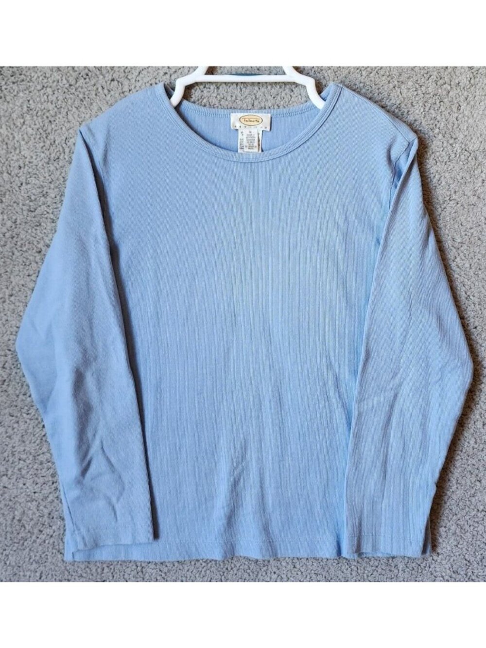 Vintage Talbots Women's Long Sleeve Ribbed Knit Stretch Pullover Top Blue Size M